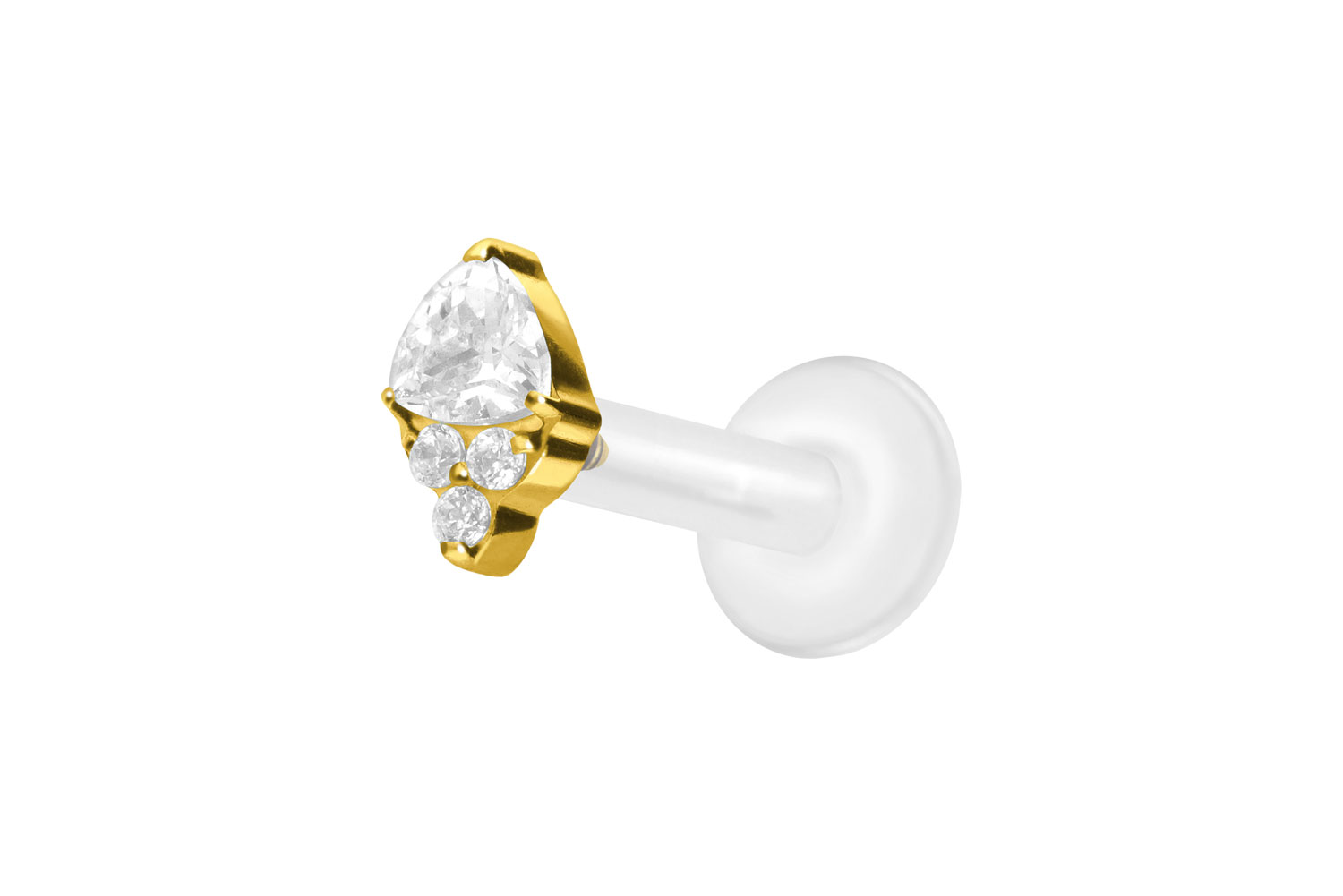 PTFE Labret Piercing mit Innengewinde + Titan-Aufsatz EINGEFASSTE KRISTALLE
